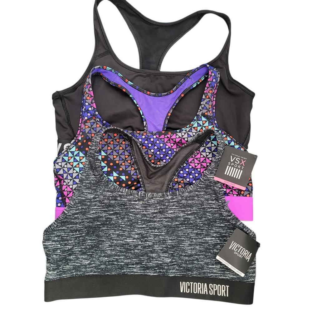 Victoria's Secret SPORT "The Player" Racerback Sport Bra Sz XL NEW 3 pc Bundle